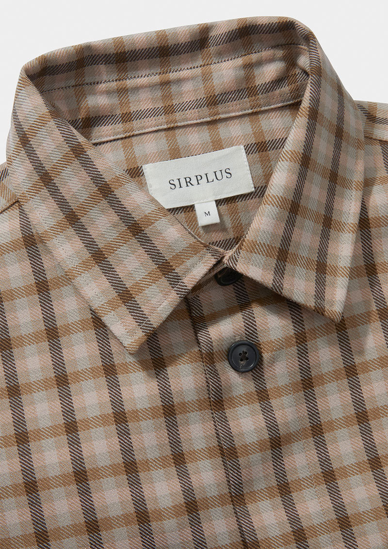 Beige & Pink Checked Wool Overshirt, Overshirt - SIRPLUS