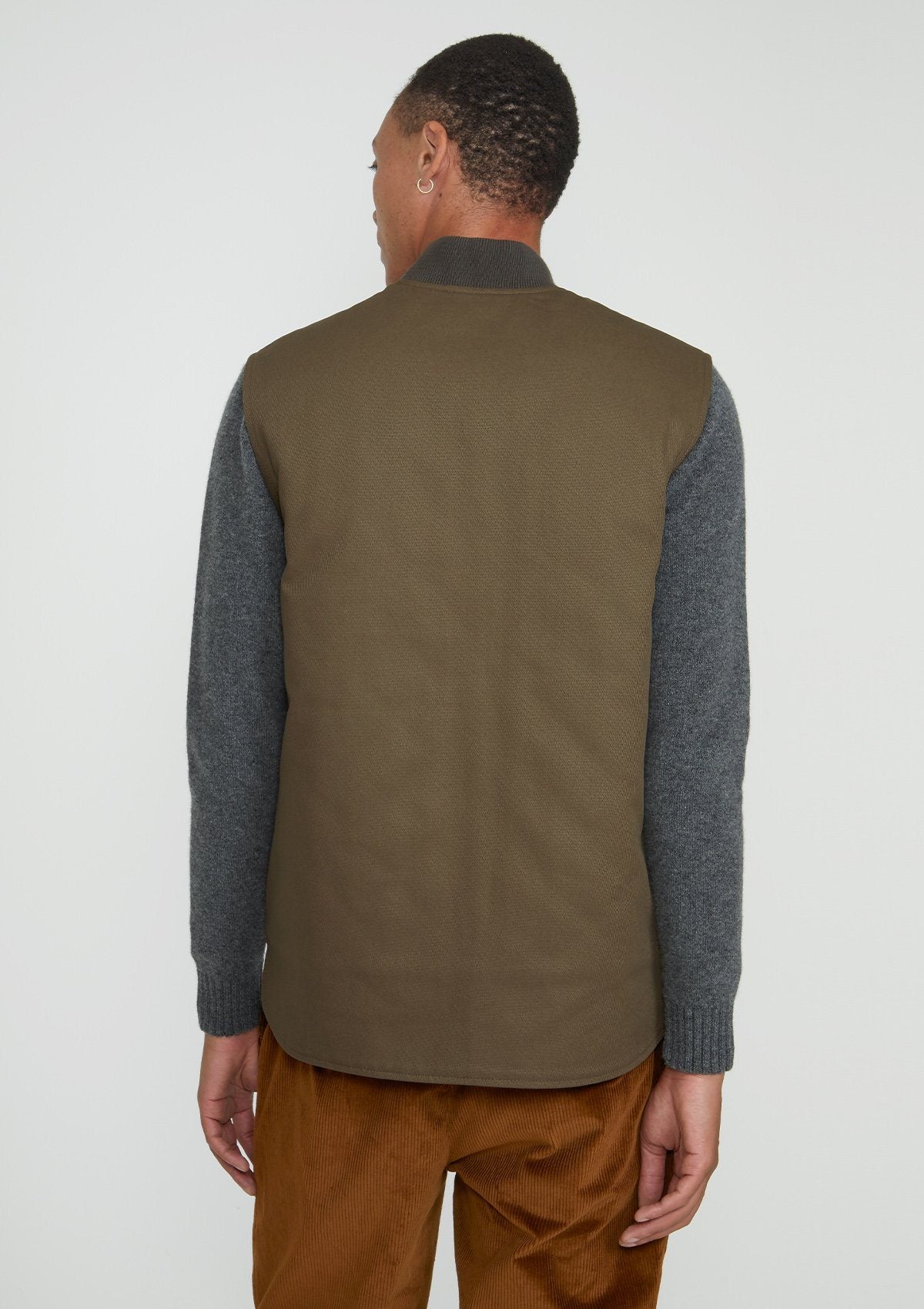 Olive Cotton Twill Gilet, Gilets - SIRPLUS