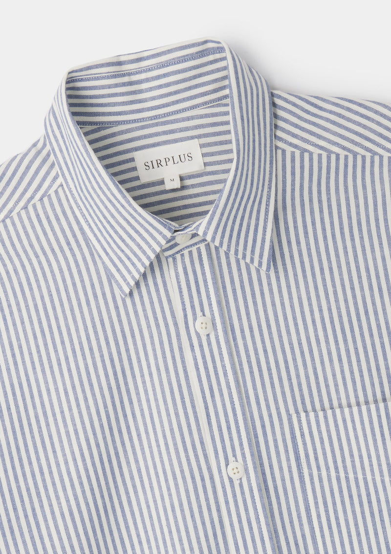 Blue & White Striped Collared Shirt, Collar Shirt - SIRPLUS