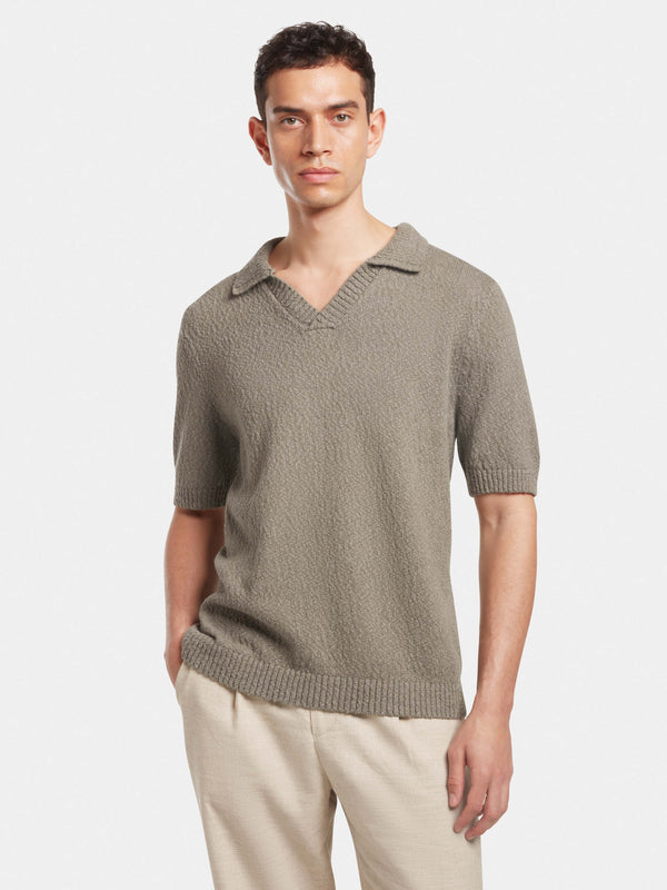 Olive Boucl√© Knit Resort Polo, Polo Shirts - SIRPLUS
