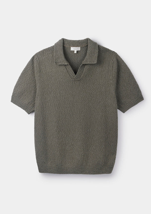 Olive Boucl√© Knit Resort Polo, Polo Shirts - SIRPLUS