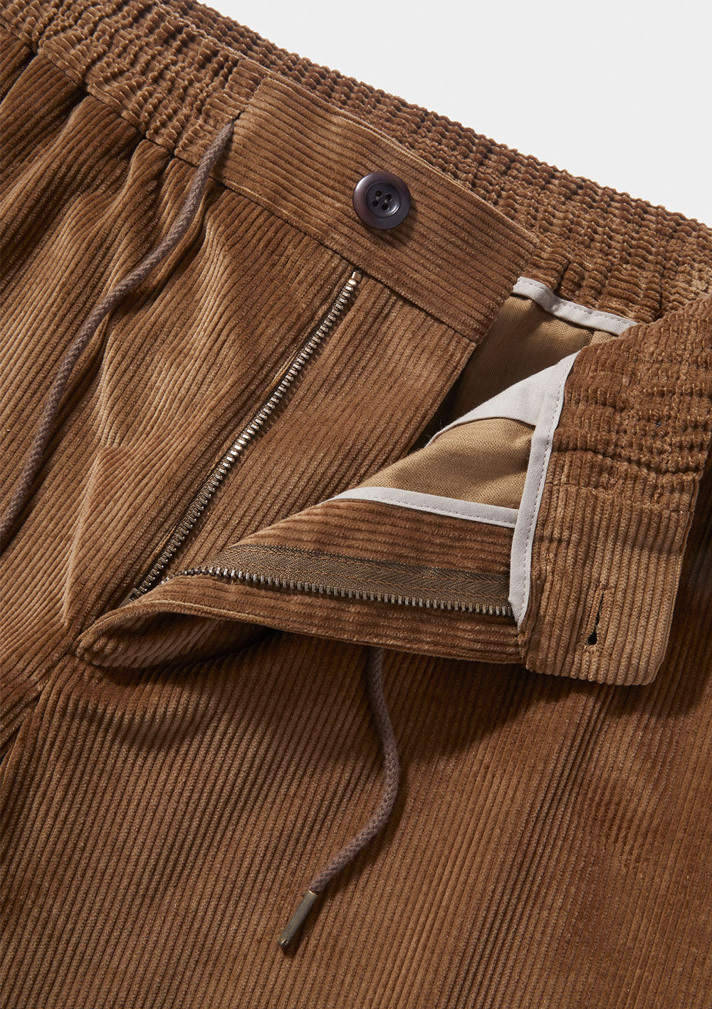 Tan Cotton-Corduroy Drawstring Trousers, Casual Trousers - SIRPLUS