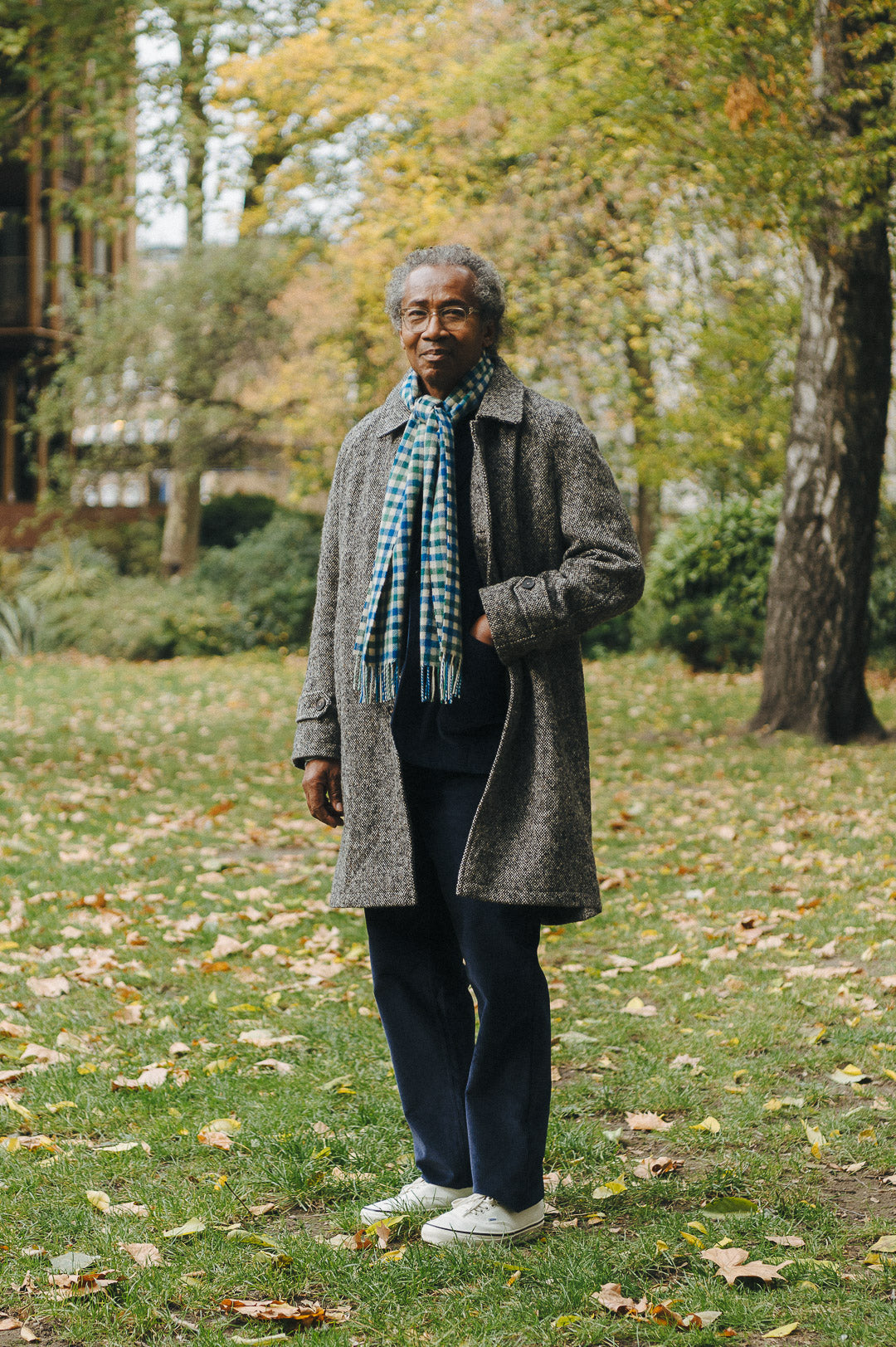 Green & Blue Check Cashmere Scarf