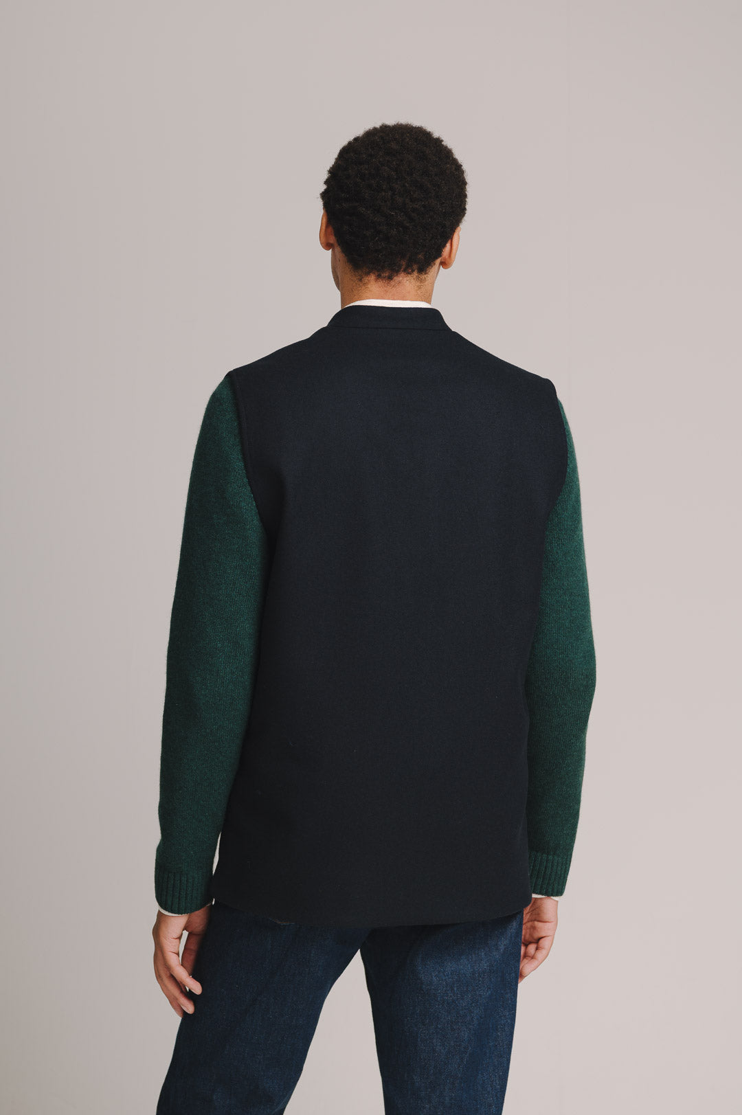 Navy Cashmere Nehru Waistcoat