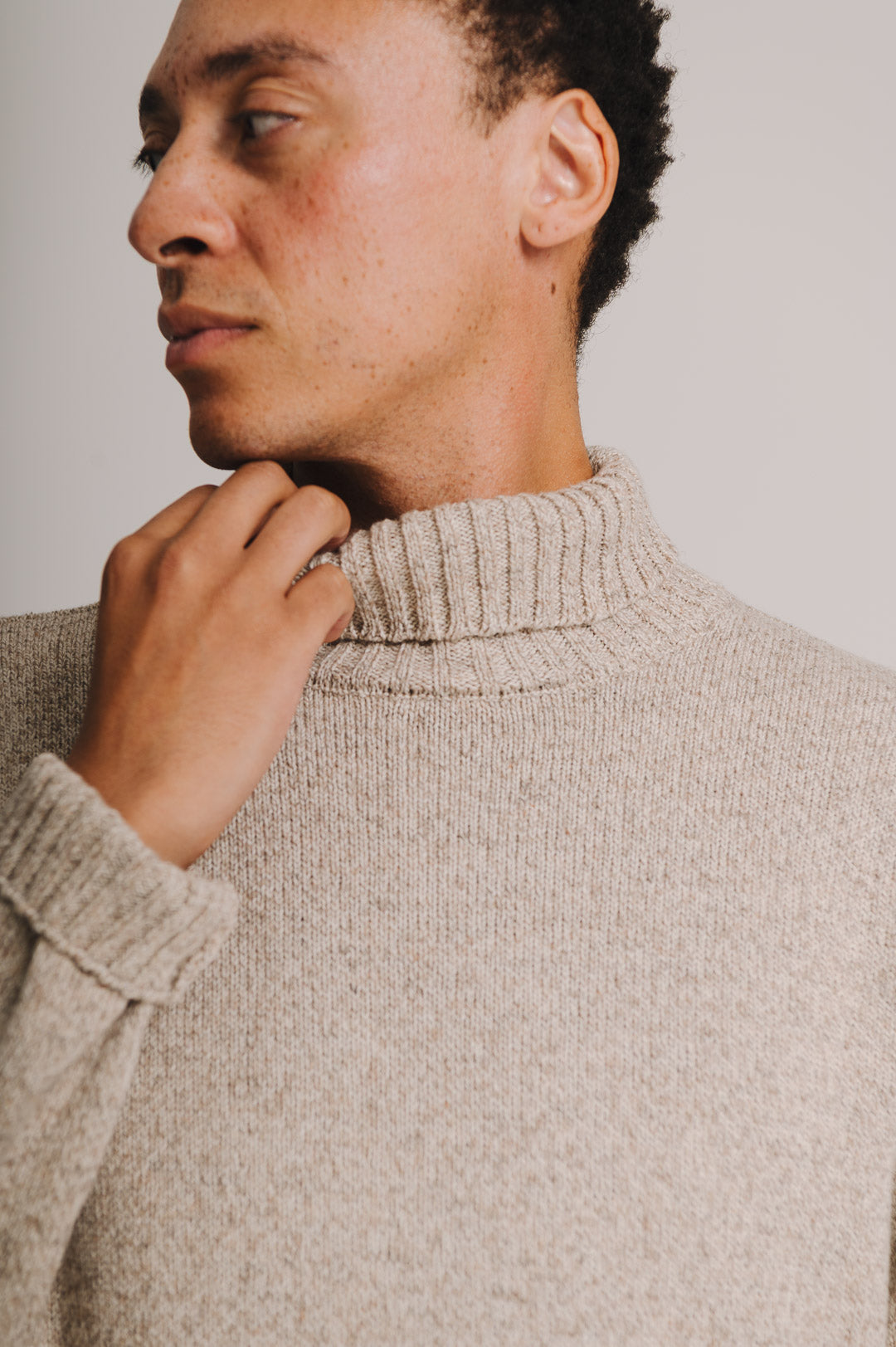 Beige Marl Rollneck Jumper