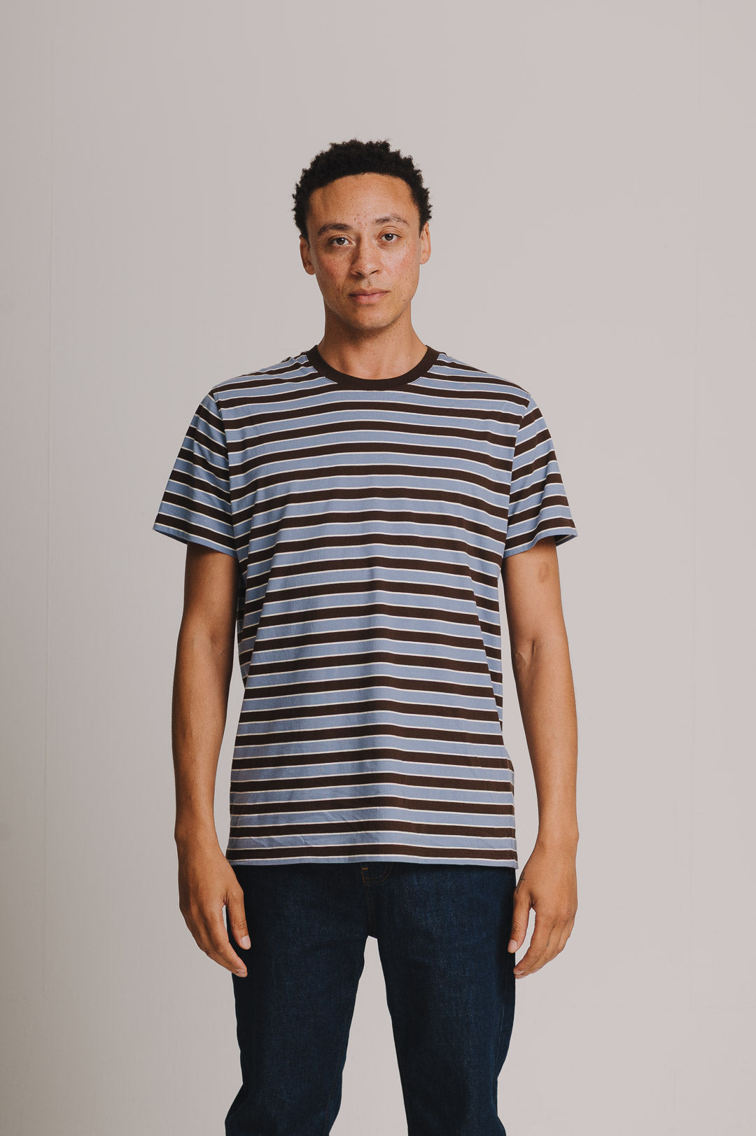 Brown & Blue Stripe Organic Cotton T-shirt