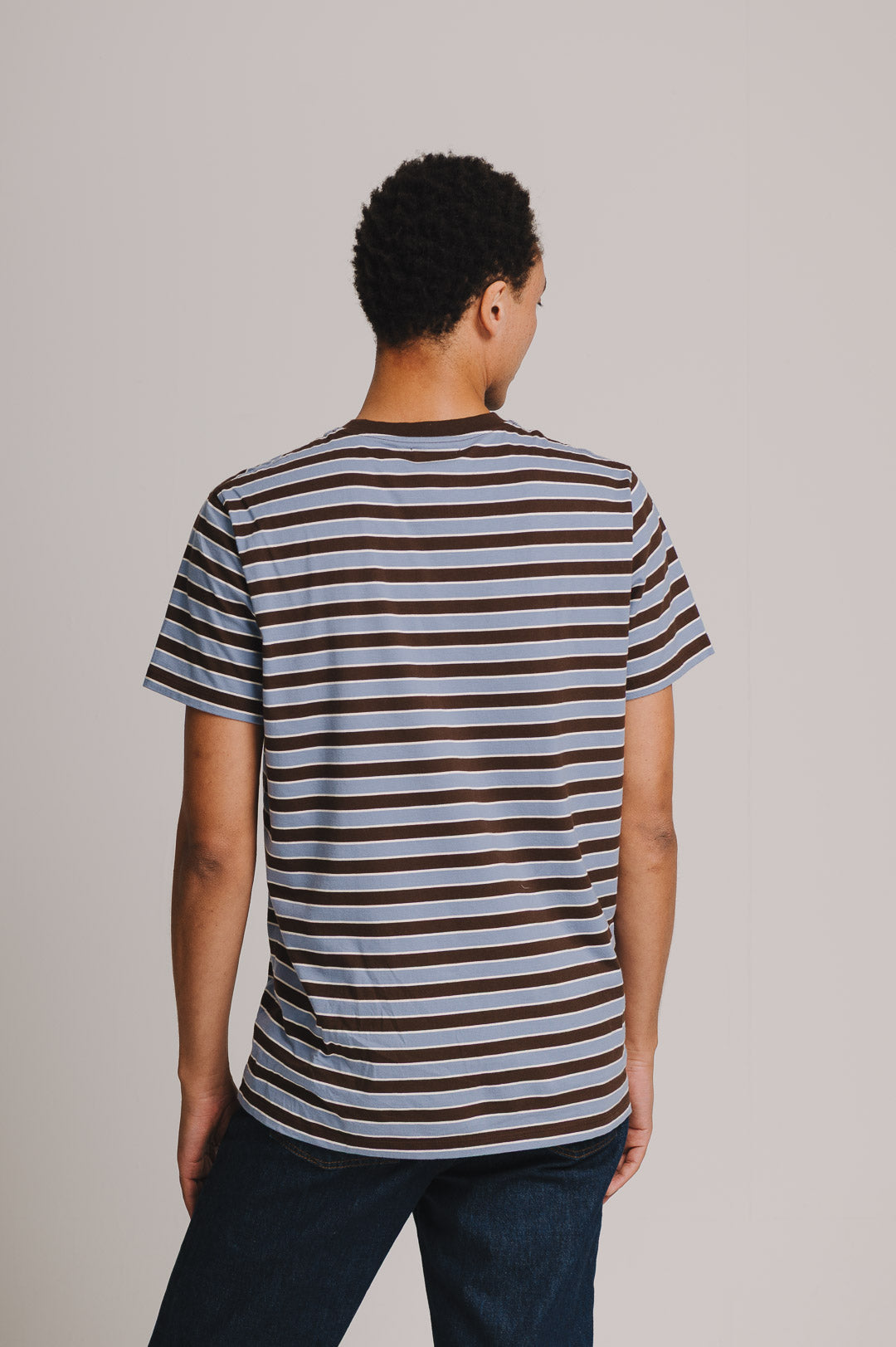 Brown & Blue Stripe Organic Cotton T-shirt