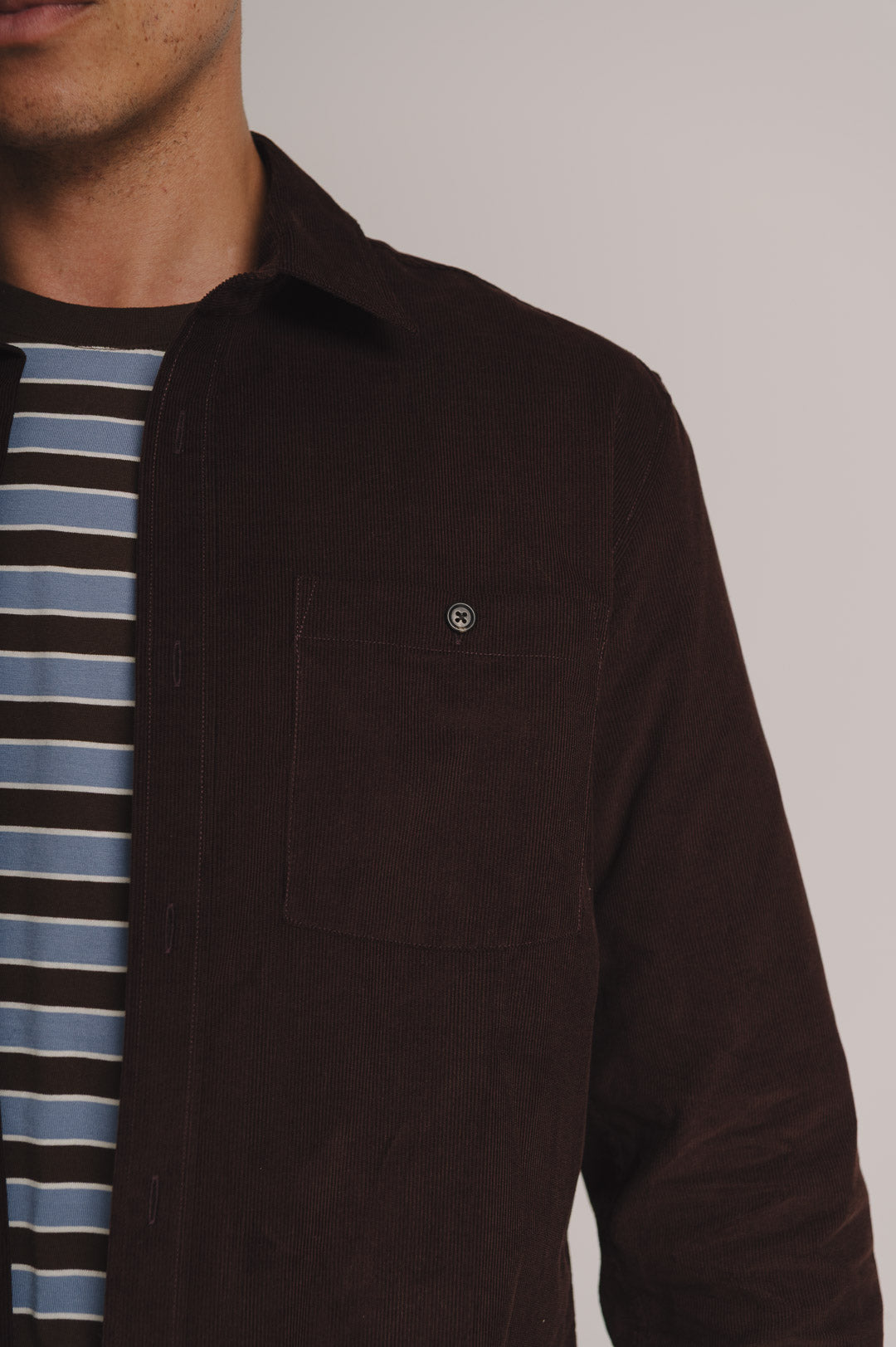 Mahogany Needlecord Collared Shirt