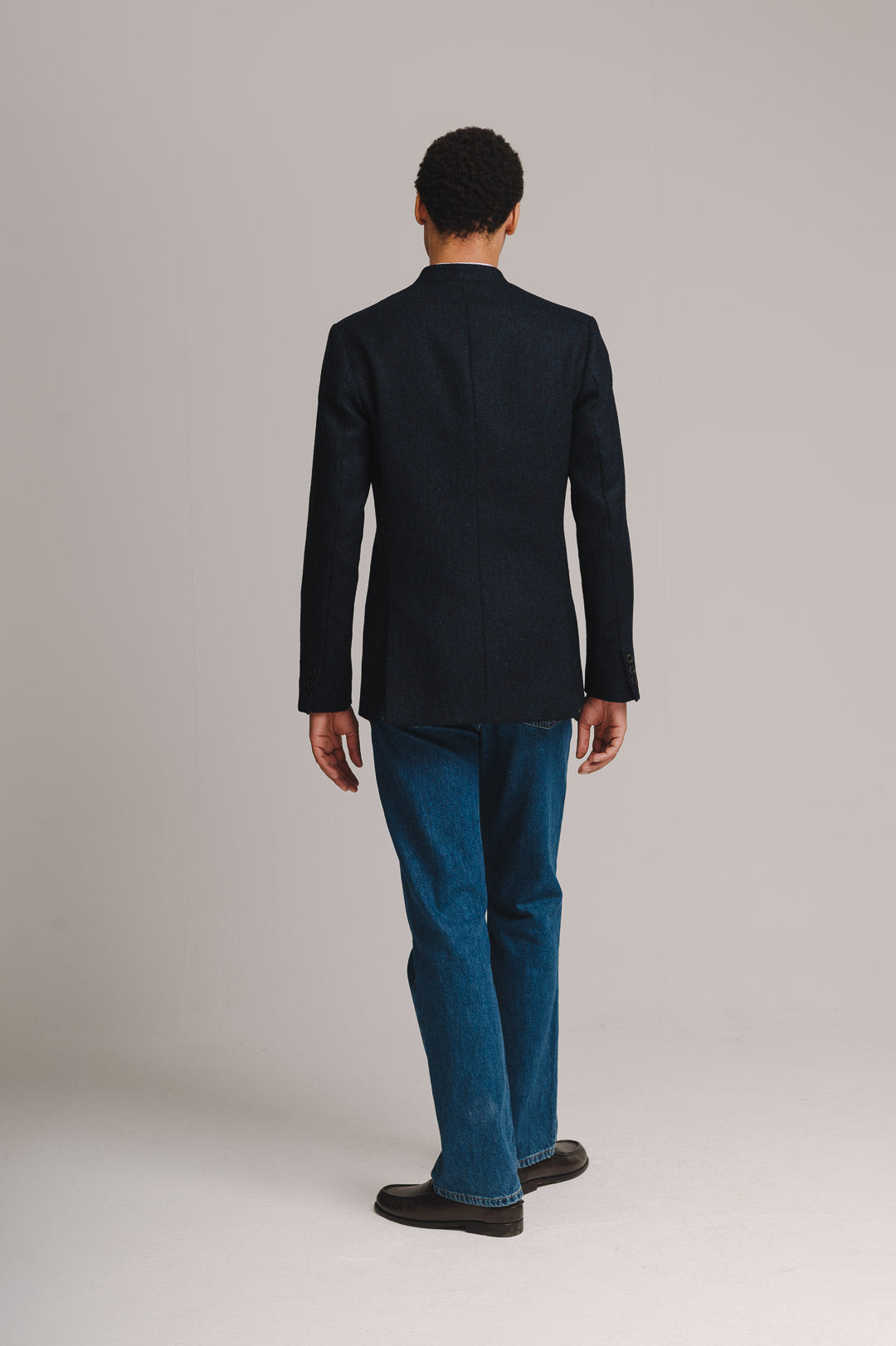 Midnight Herringbone Nehru Jacket