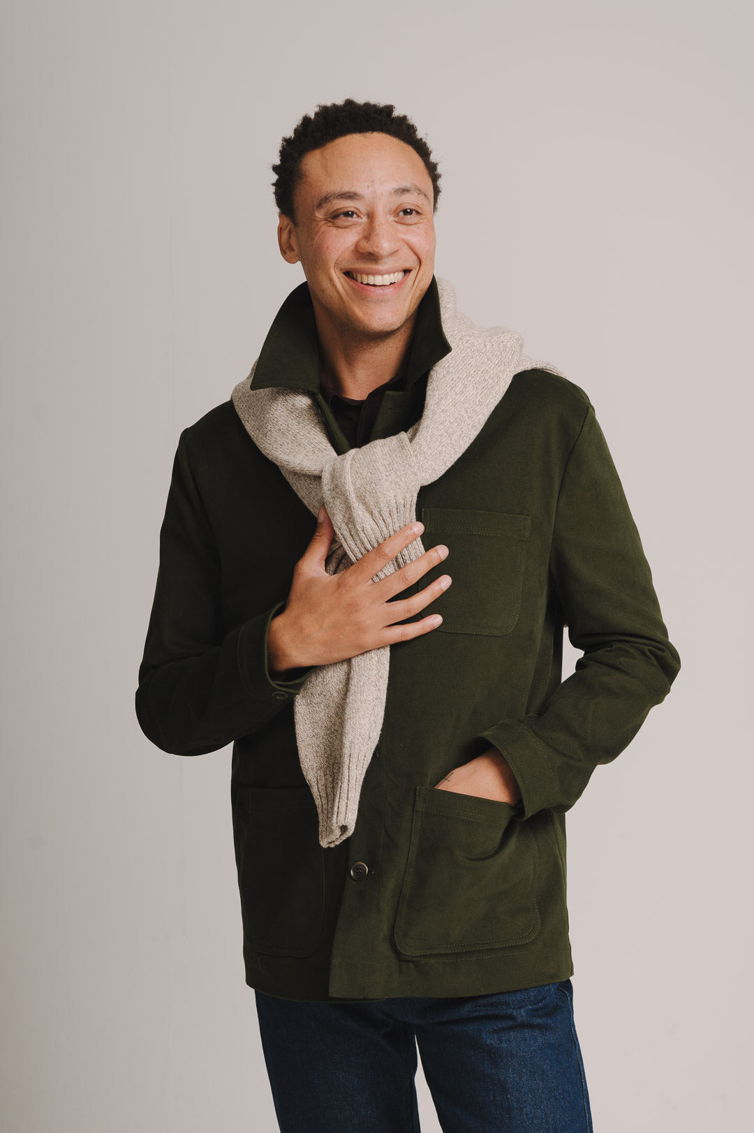 Olive Cotton Chore Jacket