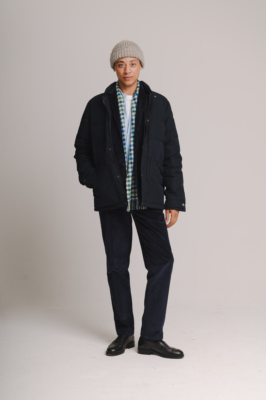 Navy Ventile Cotton Down Jacket