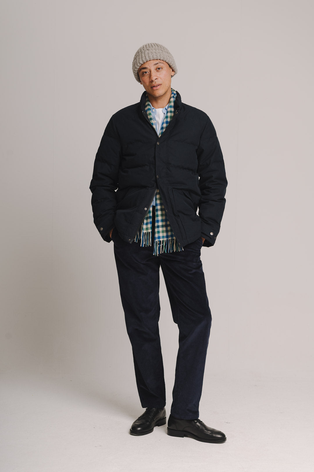 Navy Ventile Cotton Down Jacket