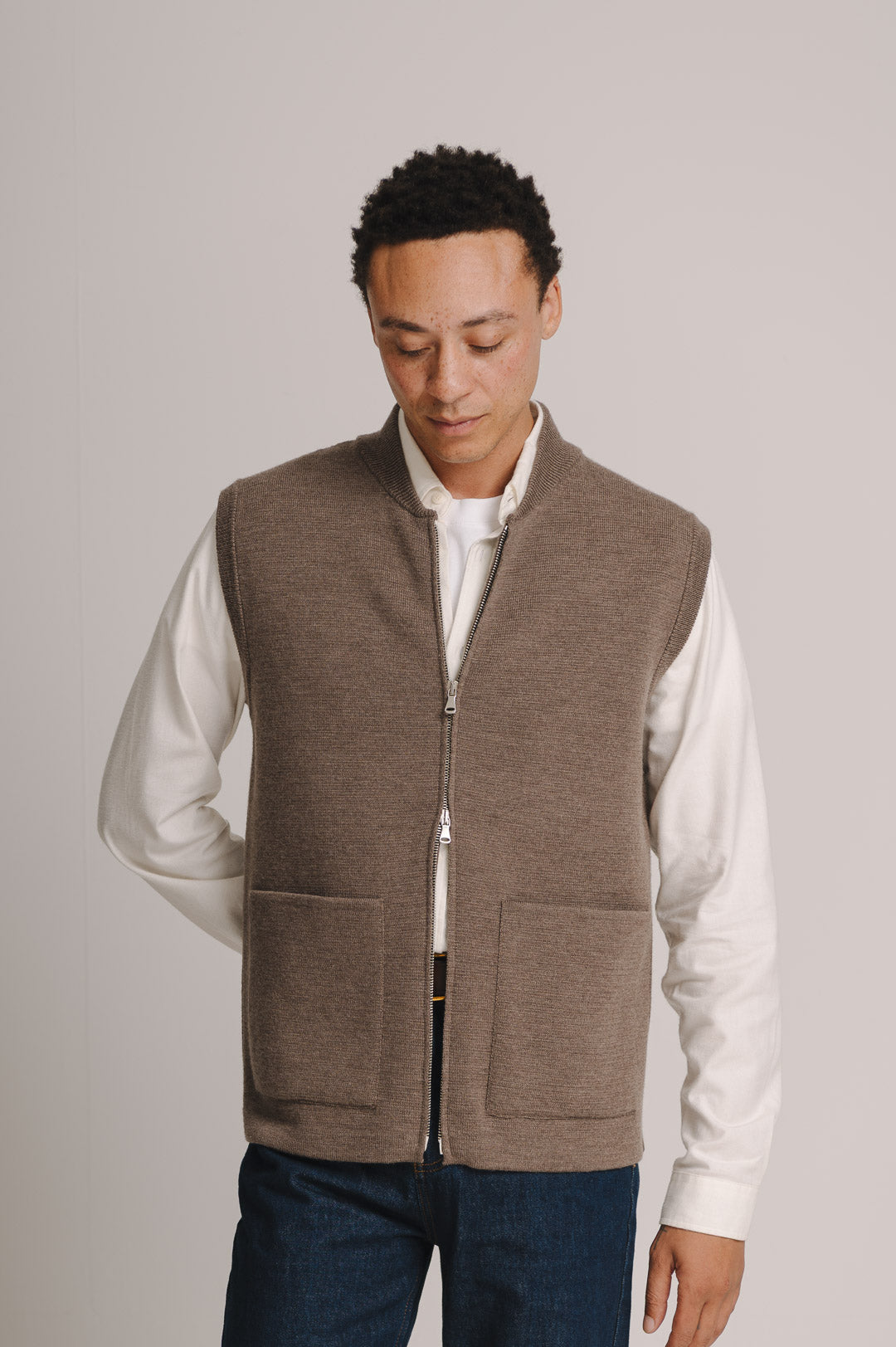 Oatmeal Merino Knit Gilet | SIRPLUS