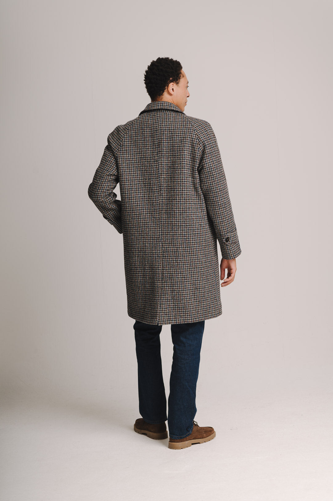 Houndstooth Check Harris Tweed Overcoat