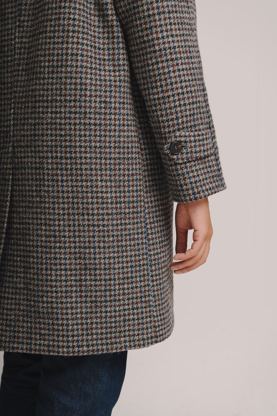 Houndstooth Check Harris Tweed Overcoat