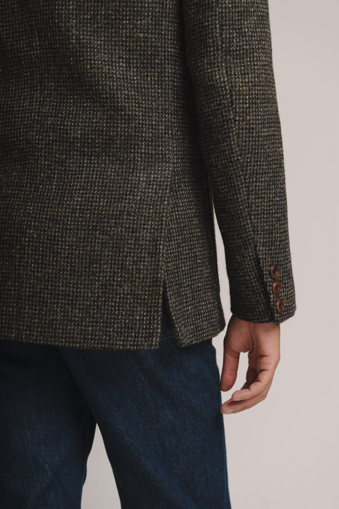 Bark Green Harris Tweed Nehru Jacket