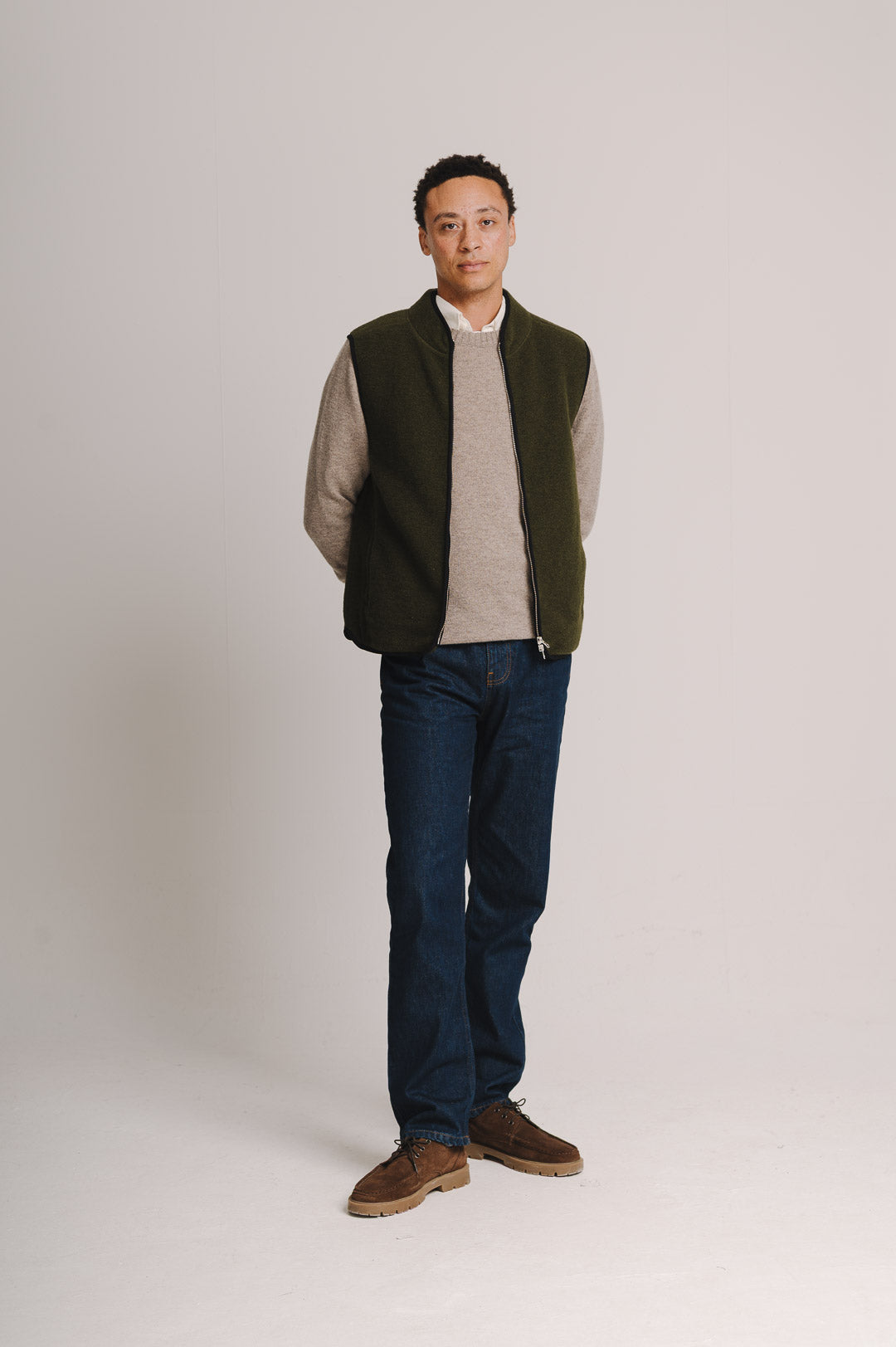 Green Boiled Wool Gilet