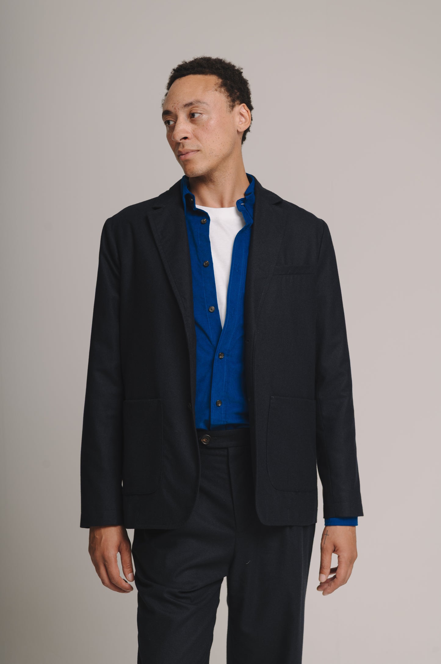 Navy Wool Cashmere Blazer