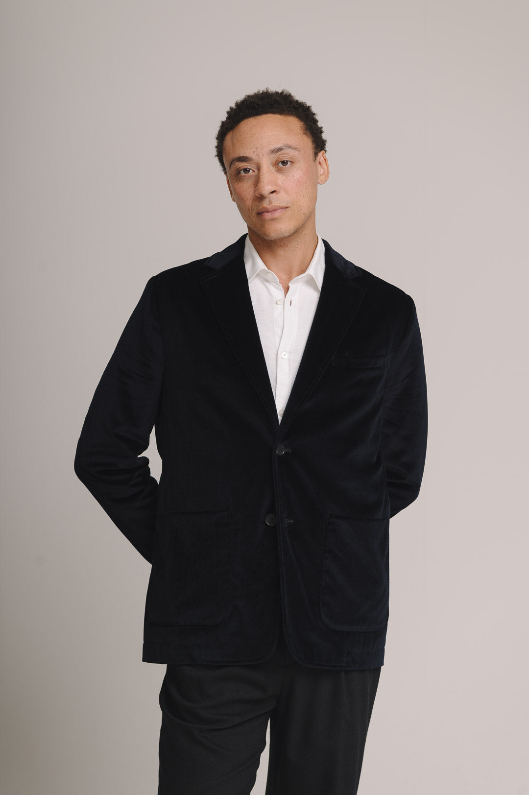 Midnight Navy Velvet Blazer