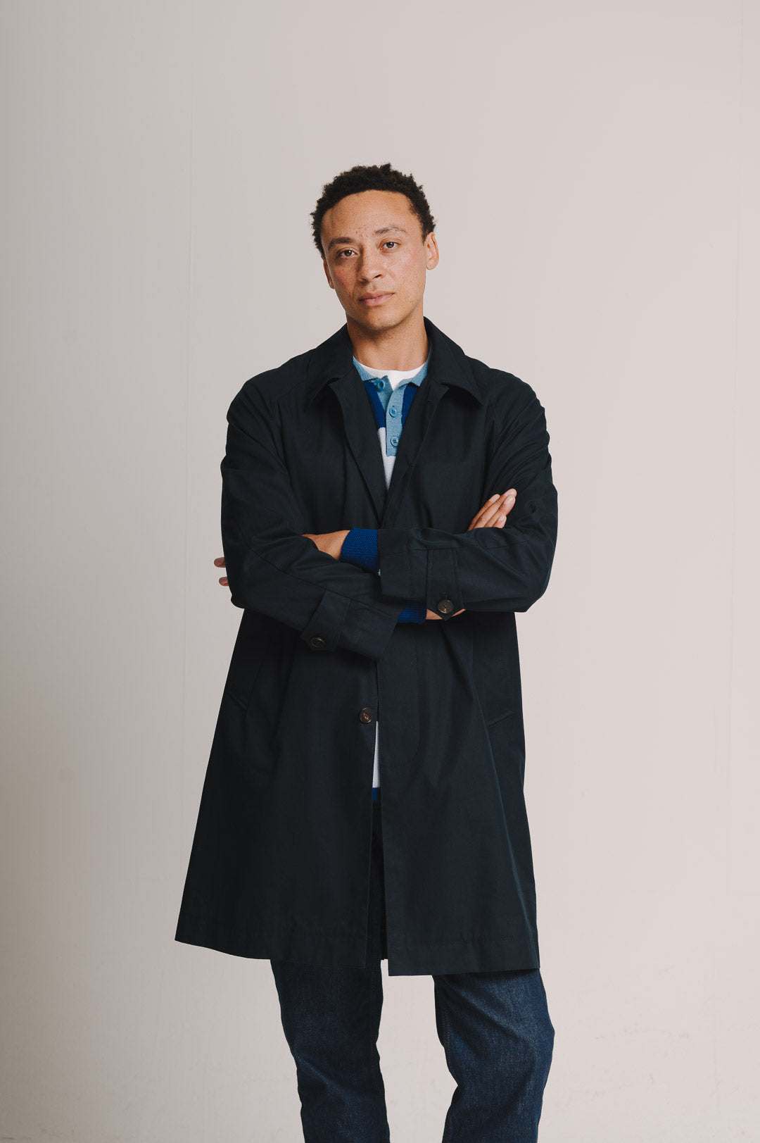 Navy Ventile Cotton Mac