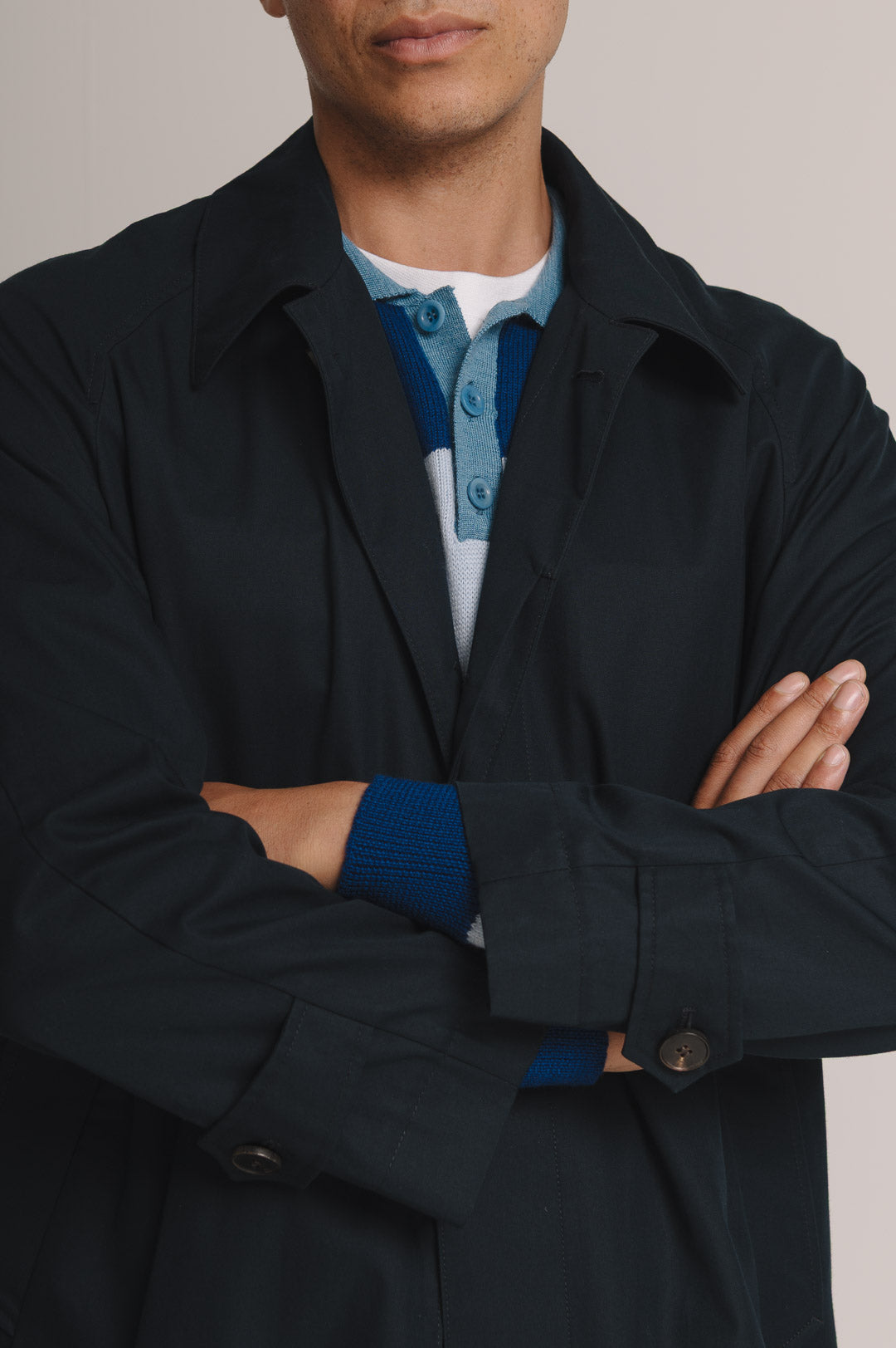 Navy Ventile Cotton Mac