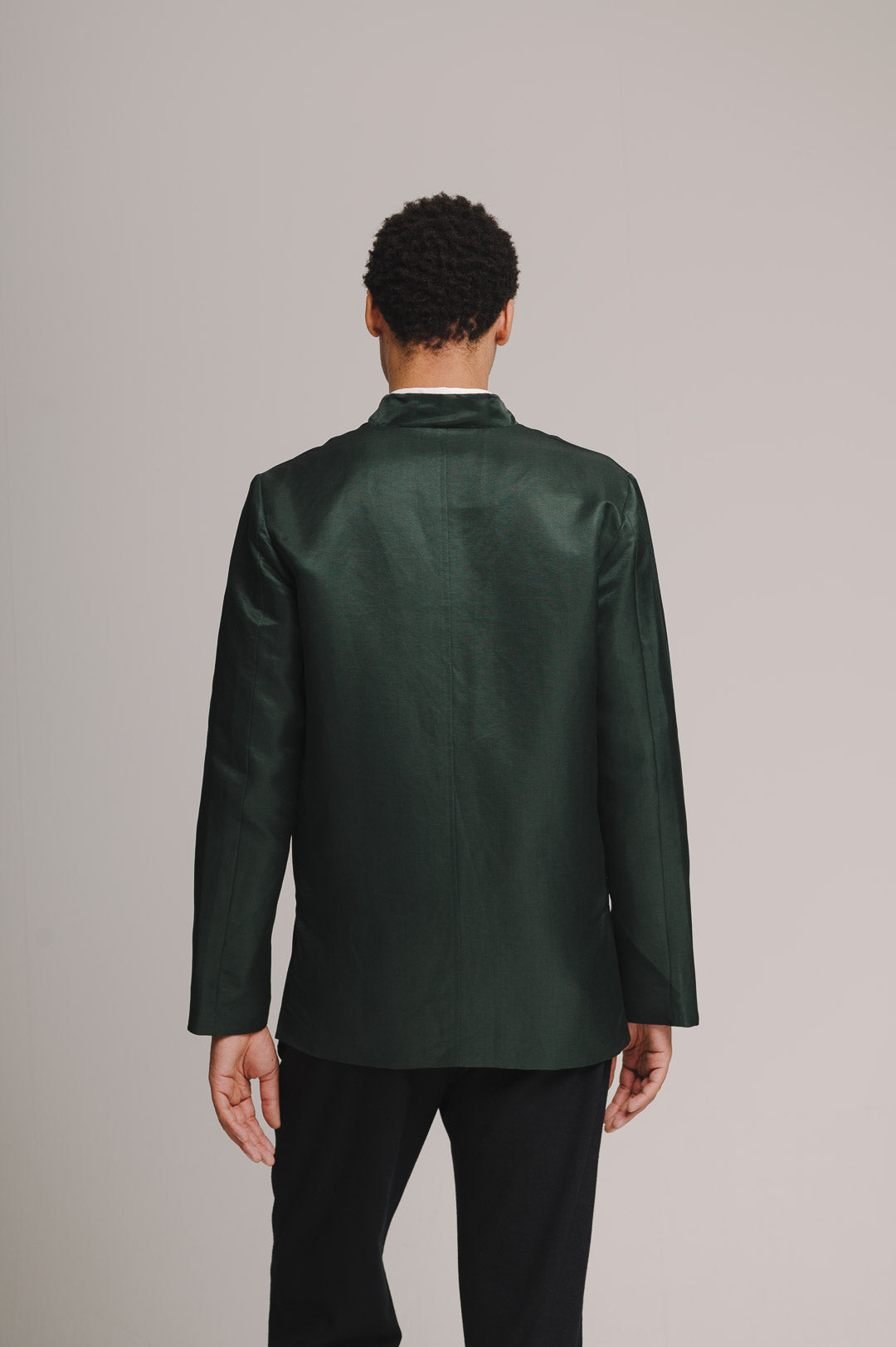Ivy Green Silk Linen Mandarin Jacket