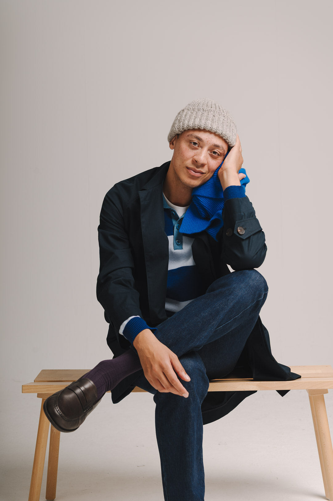 Navy Ventile Cotton Mac