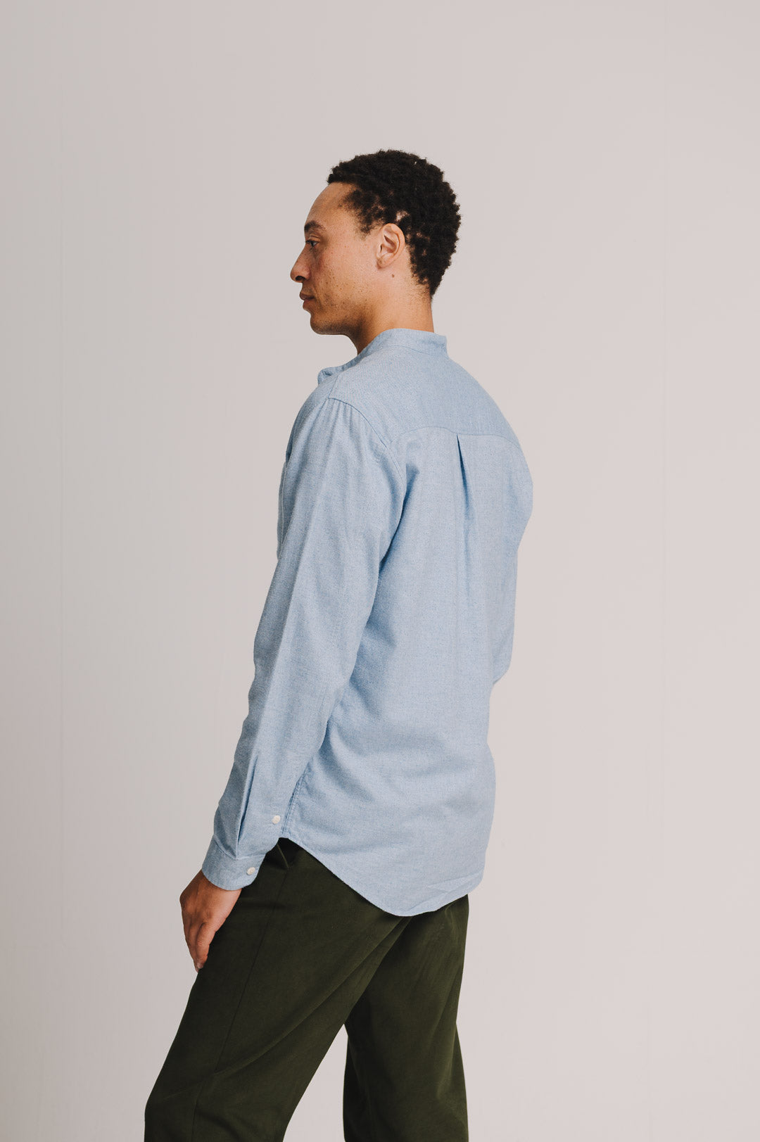 Blue Cotton Cashmere Grandad Shirt