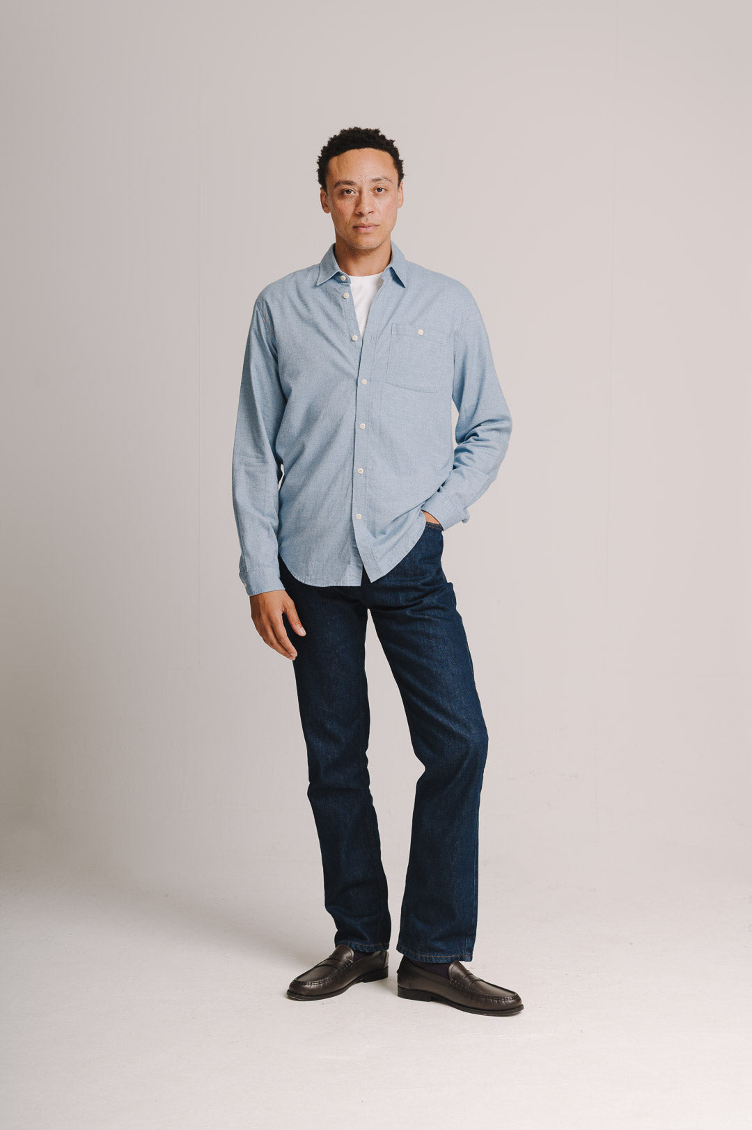 Blue Cotton Cashmere Shirt