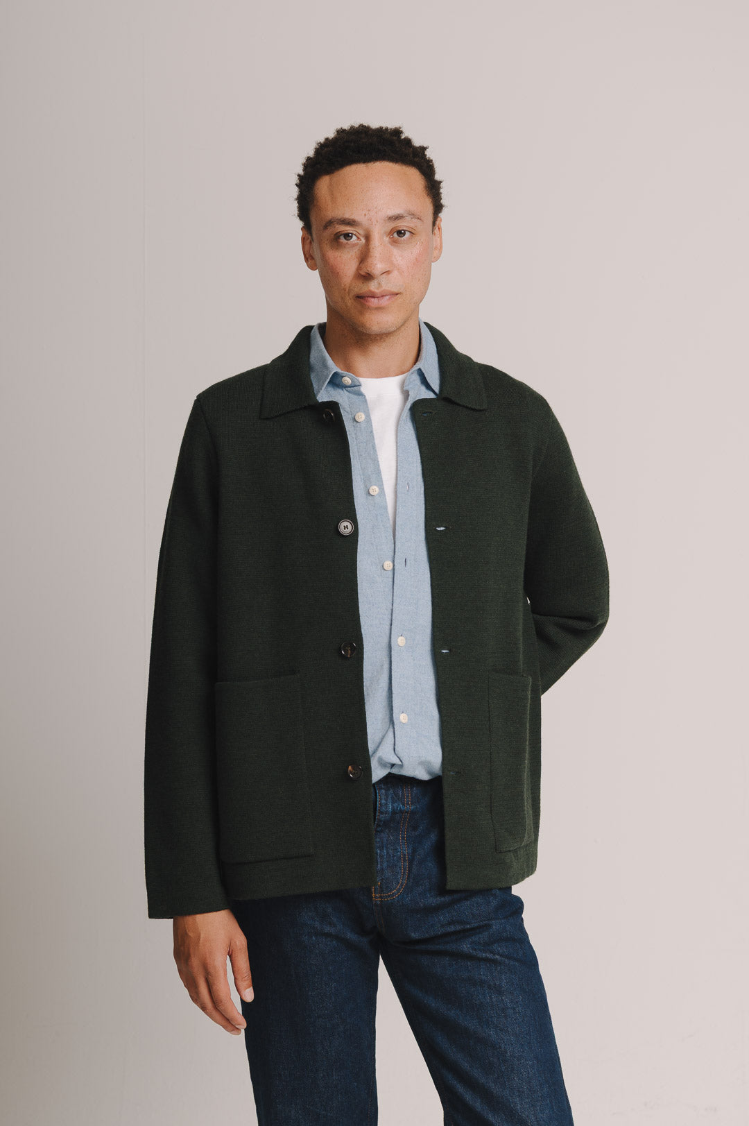 Pine Green Merino Knit Jacket