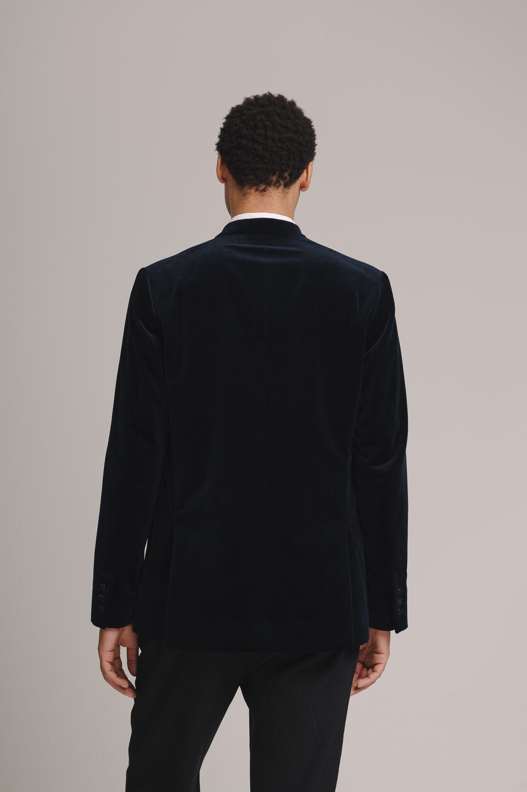 Midnight Navy Organic Velvet Nehru Jacket