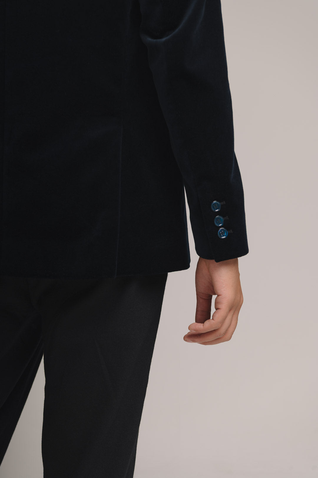 Midnight Navy Organic Velvet Nehru Jacket