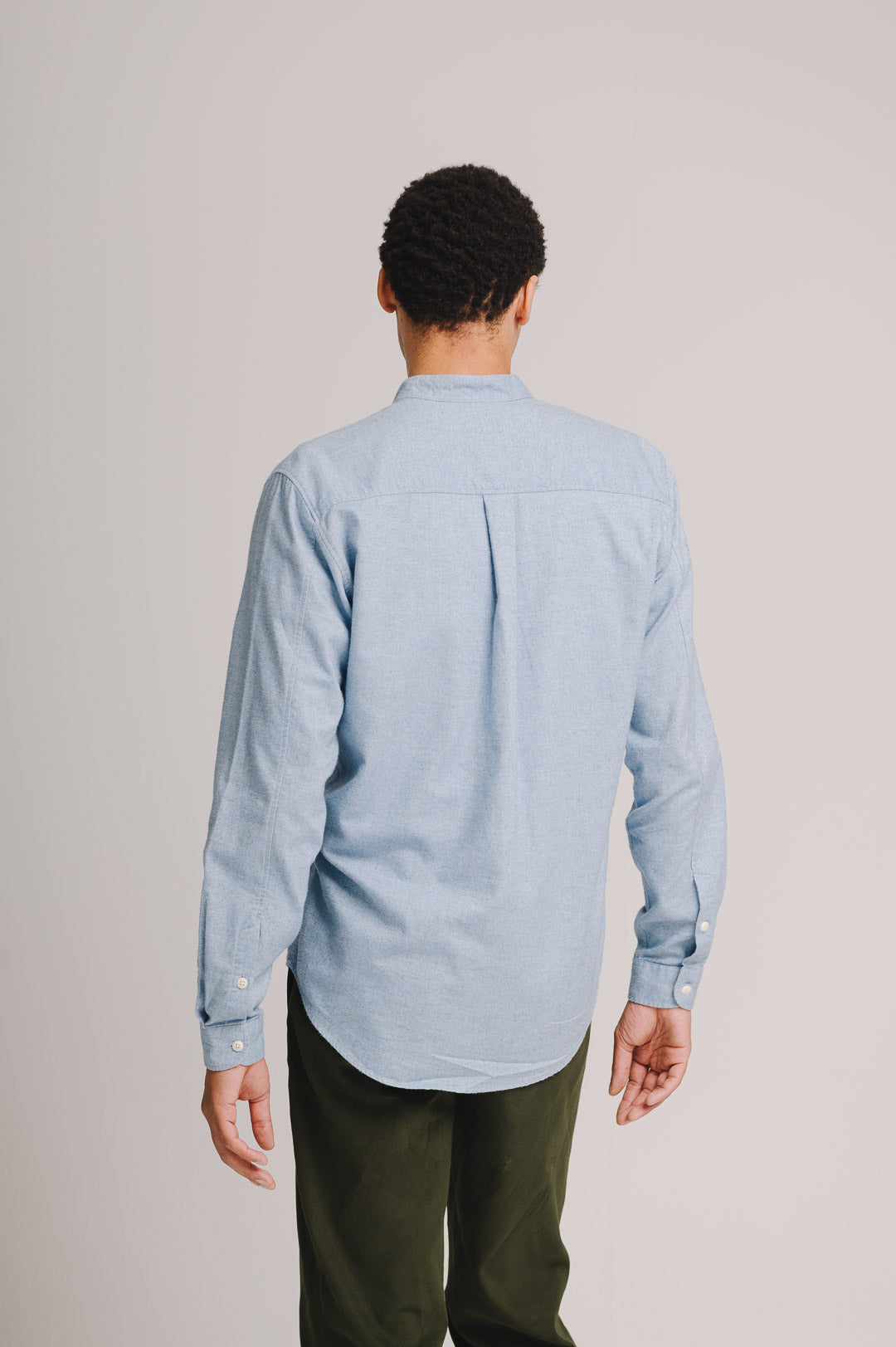 Blue Cotton Cashmere Grandad Shirt