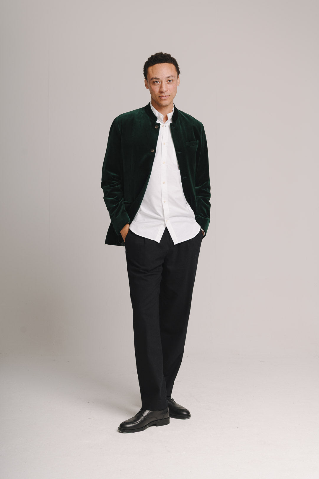 Ivy Green Organic Velvet Nehru Jacket