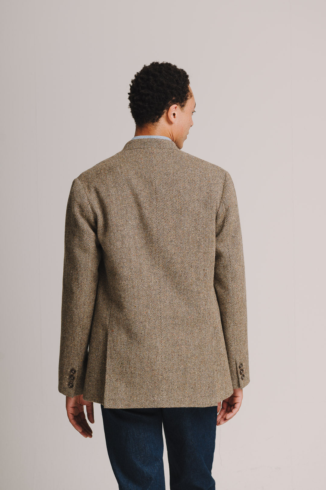 Peat Twill Donegal Tweed Nehru Jacket