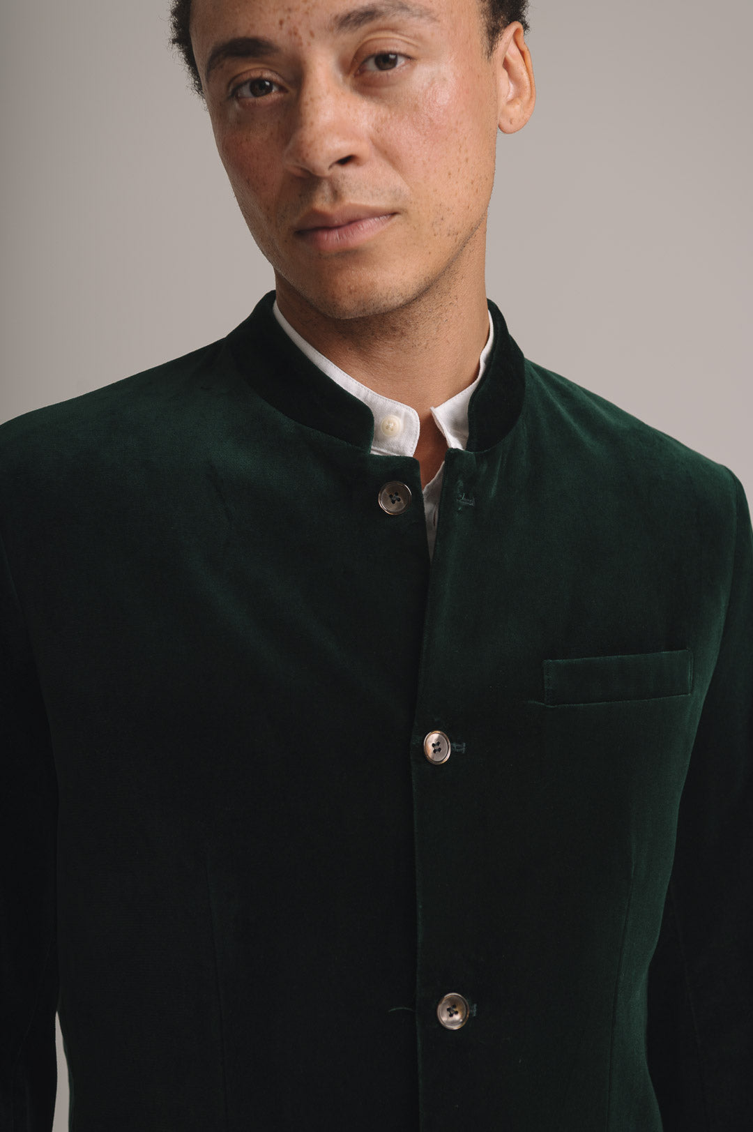 Ivy Green Organic Velvet Nehru Jacket