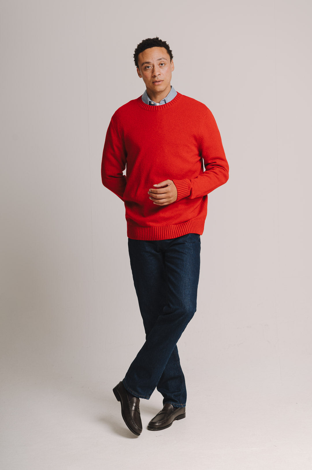 Chilli Red Lambswool Crew Neck Jumper