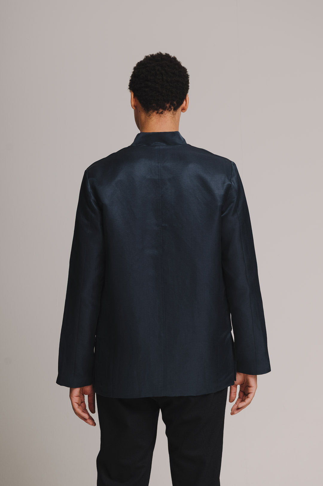 Ink Silk Linen Mandarin Jacket
