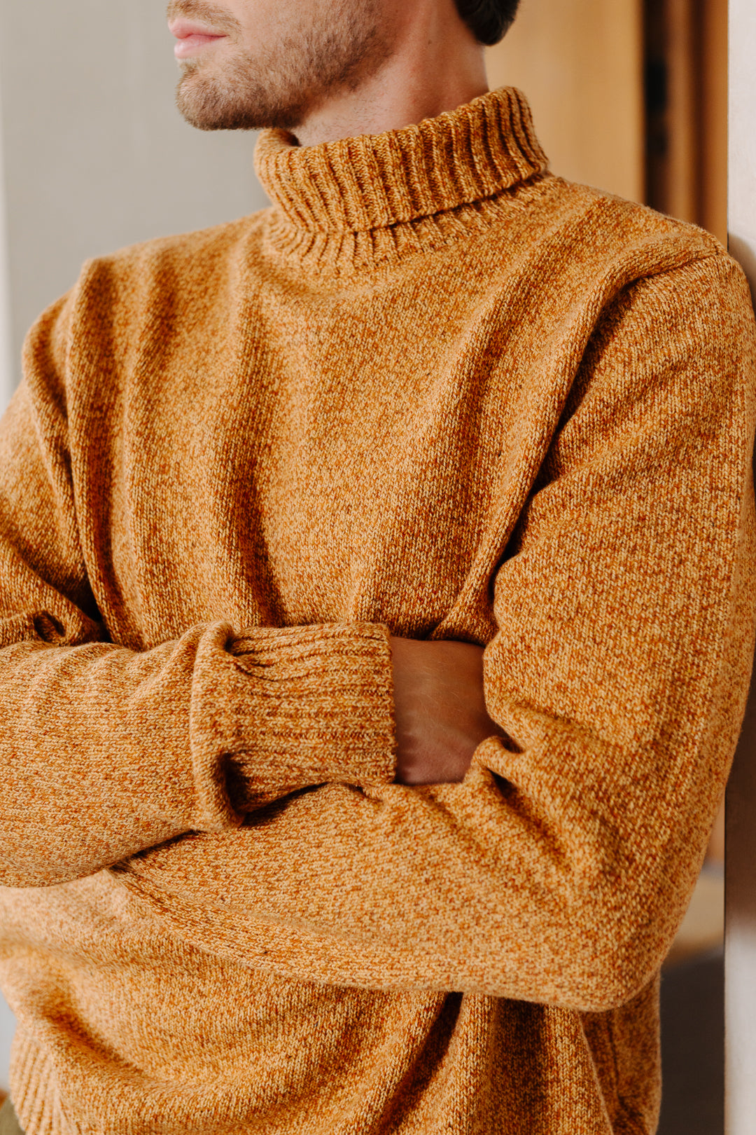 Apricot Melange Roll Neck Jumper