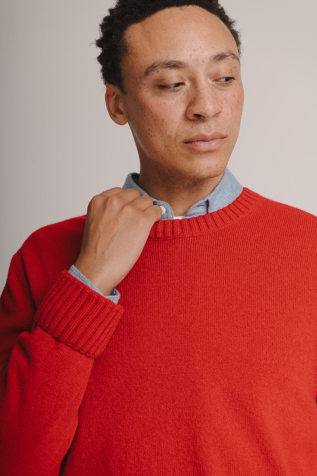 Chilli Red Lambswool Crew Neck Jumper