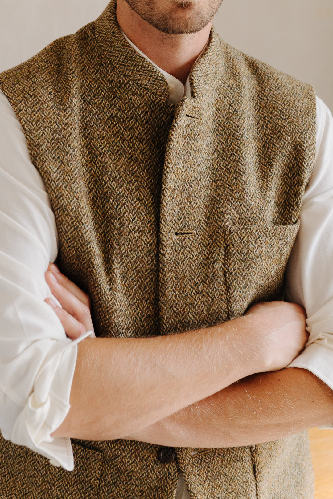 Barley Harris Tweed Nehru Waistcoat