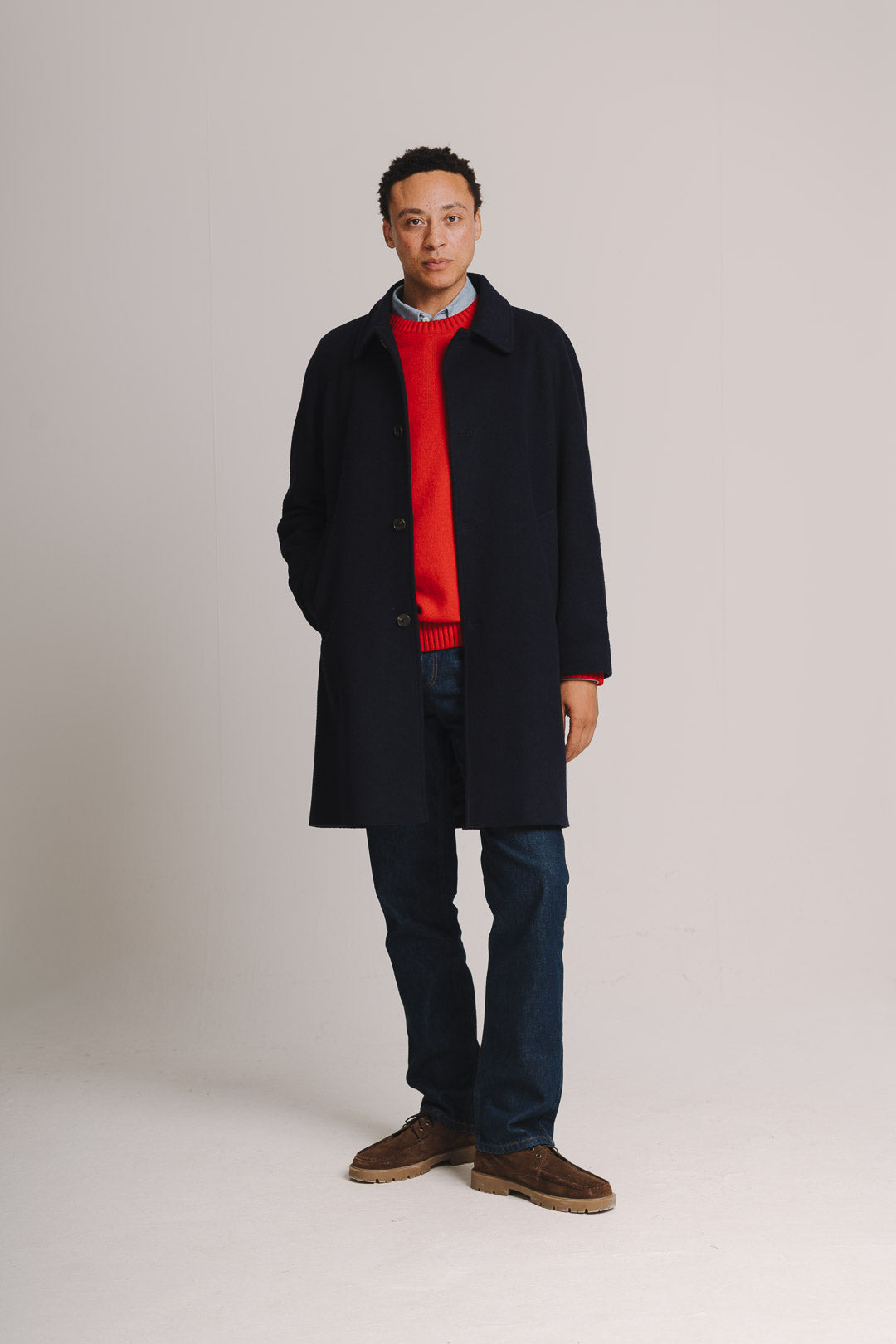 Navy Cashmere Raglan Overcoat