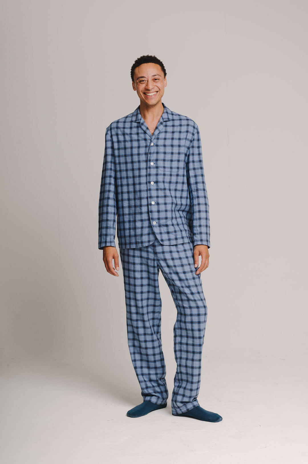 Blue Check Cotton-Wool Pyjamas