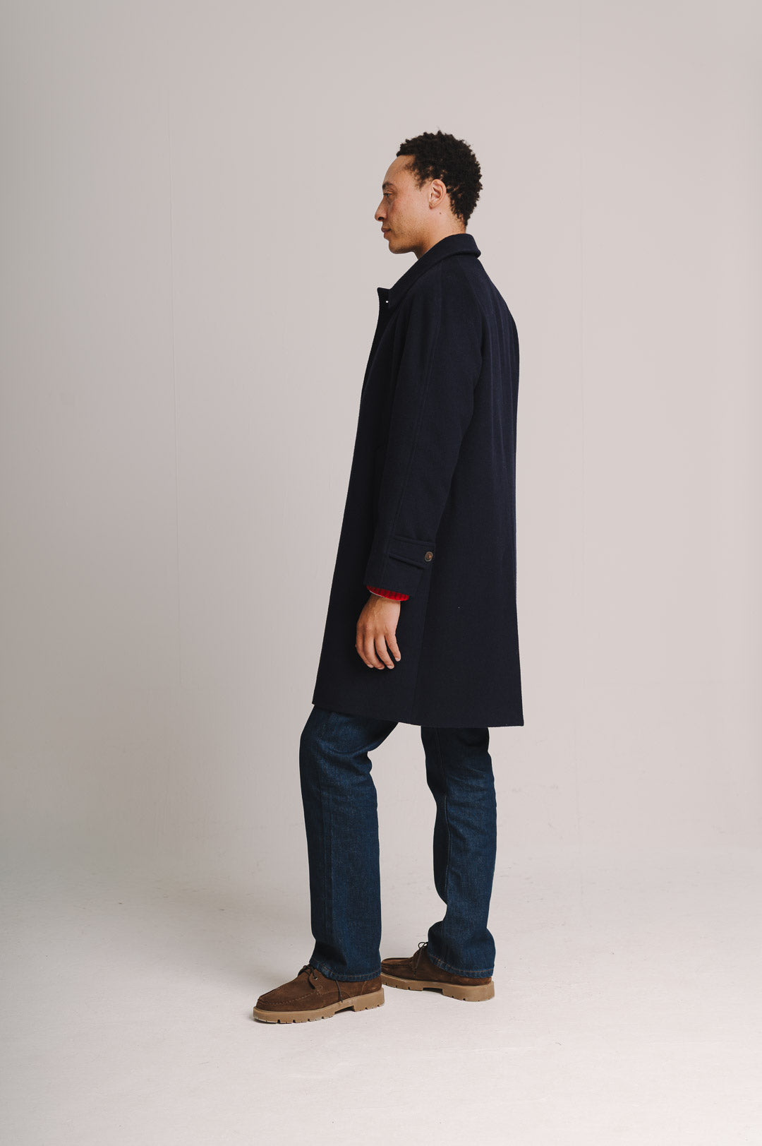 Navy Cashmere Raglan Overcoat