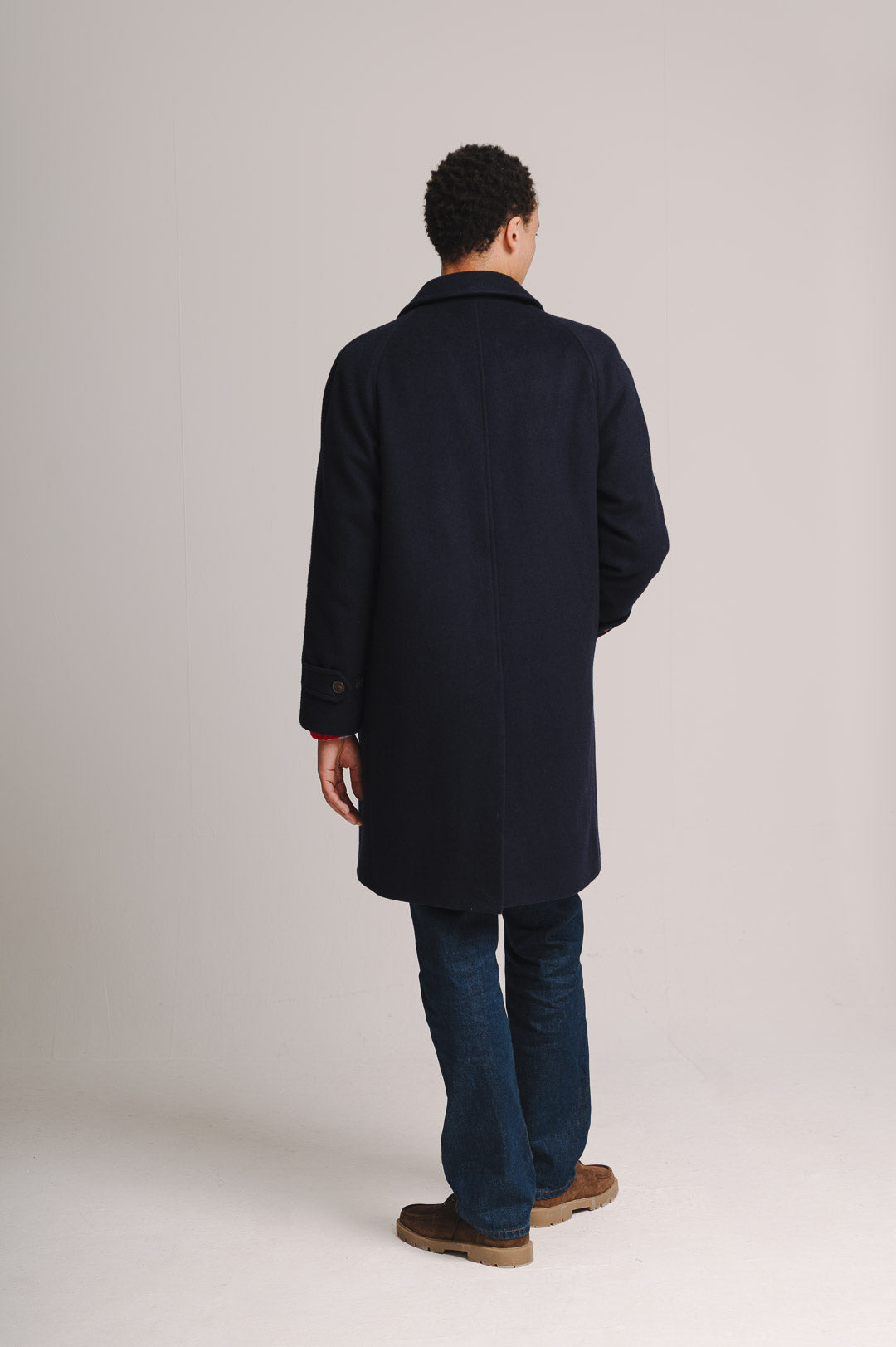 Navy Cashmere Raglan Overcoat