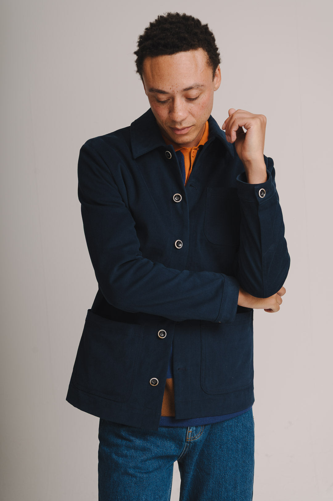 Navy Cotton Chore Jacket