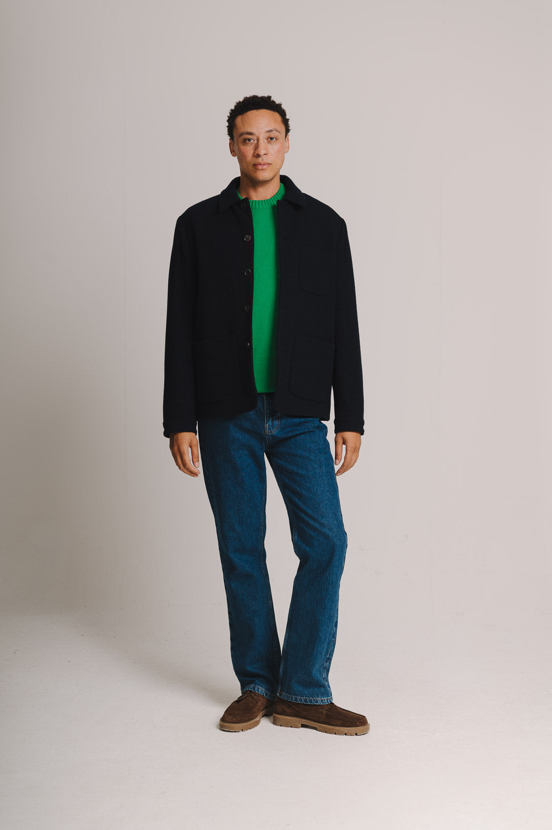 Navy Weave Merino Wool Chore Jacket