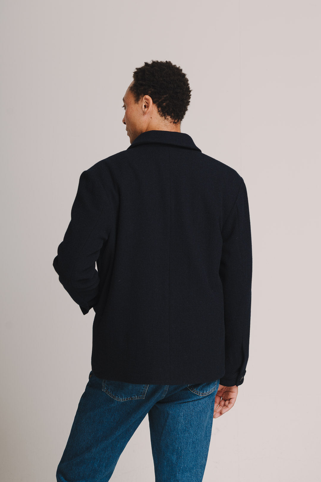 Navy Weave Merino Wool Chore Jacket