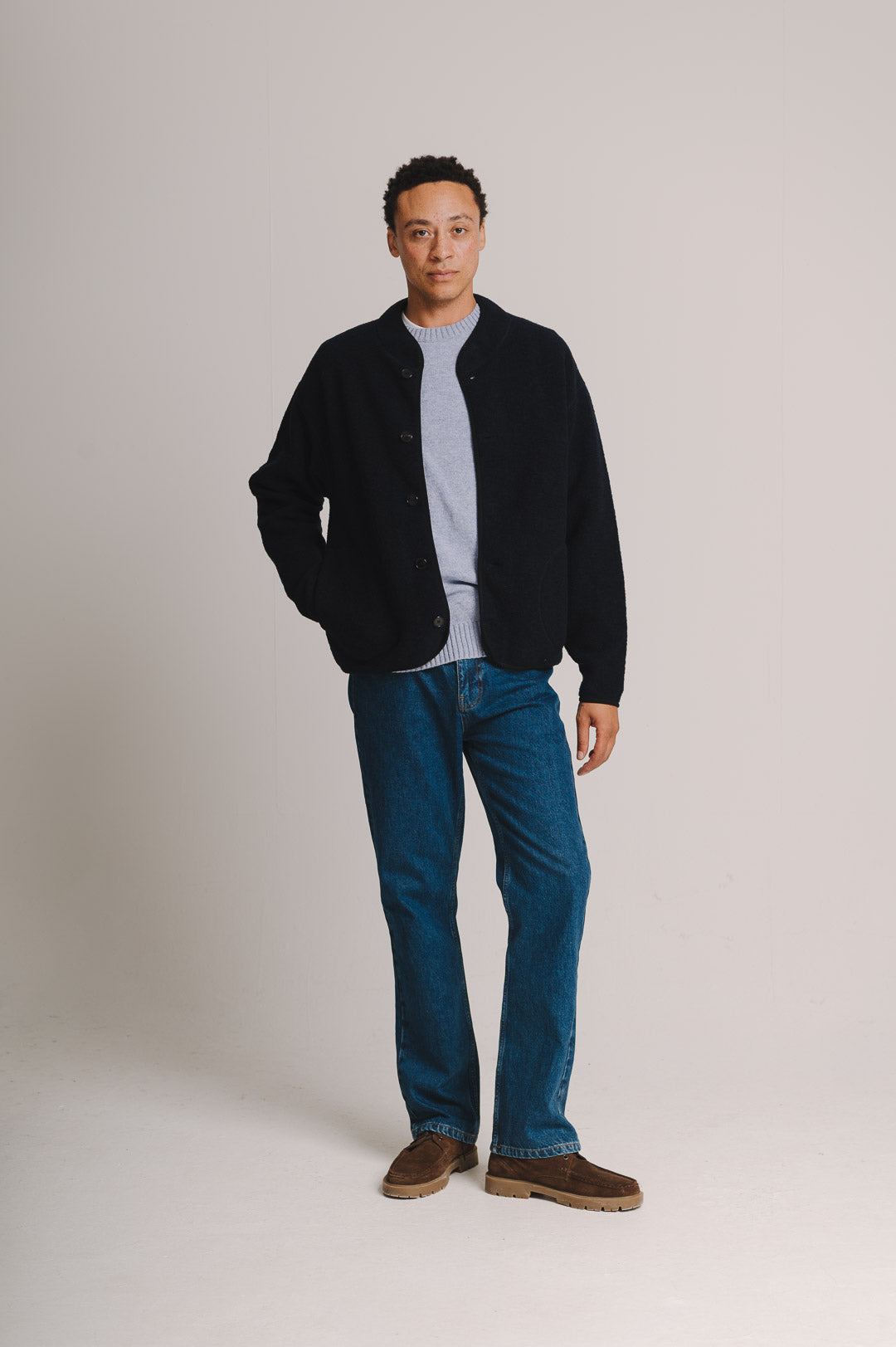 Navy Boiled Wool Jacket