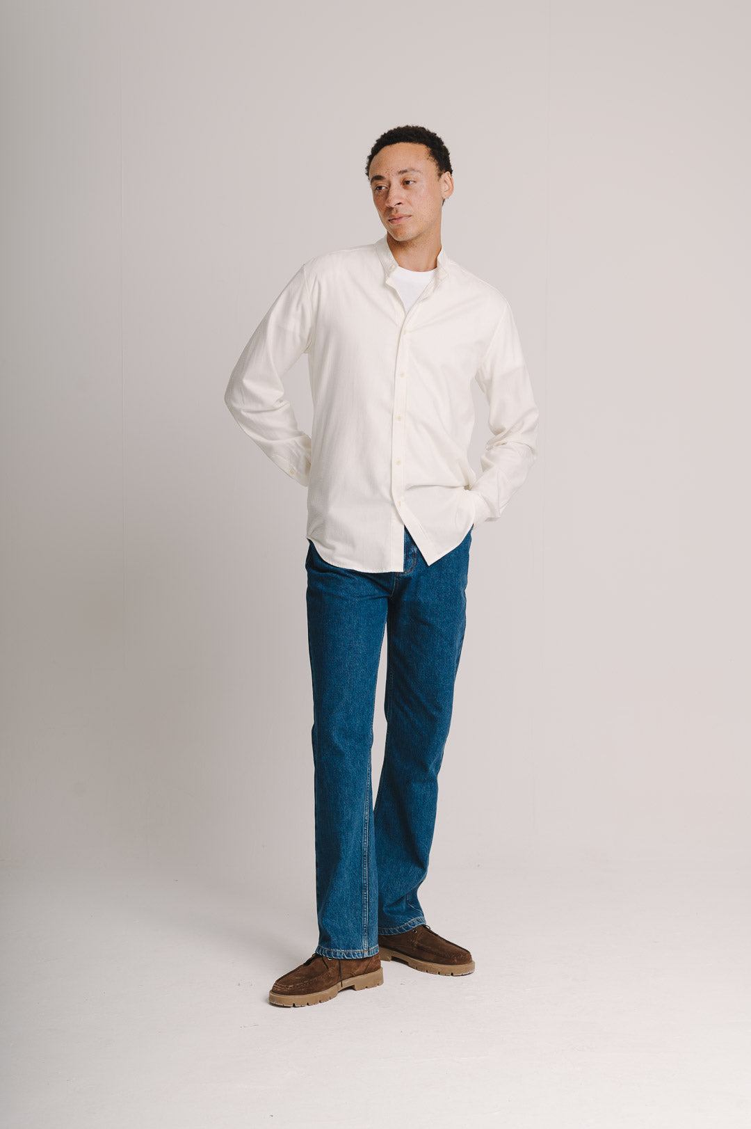 Cream Cotton Cashmere Grandad Shirt